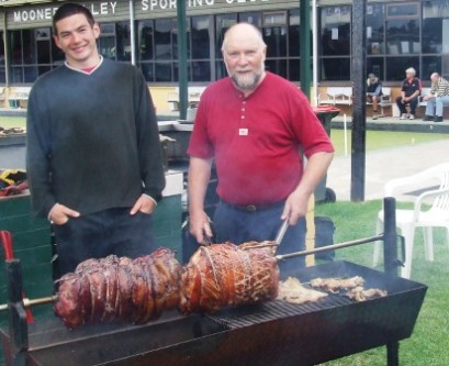 *Preparing the meal: James Thorneycroft (left) with master chef Peter Fenaughty